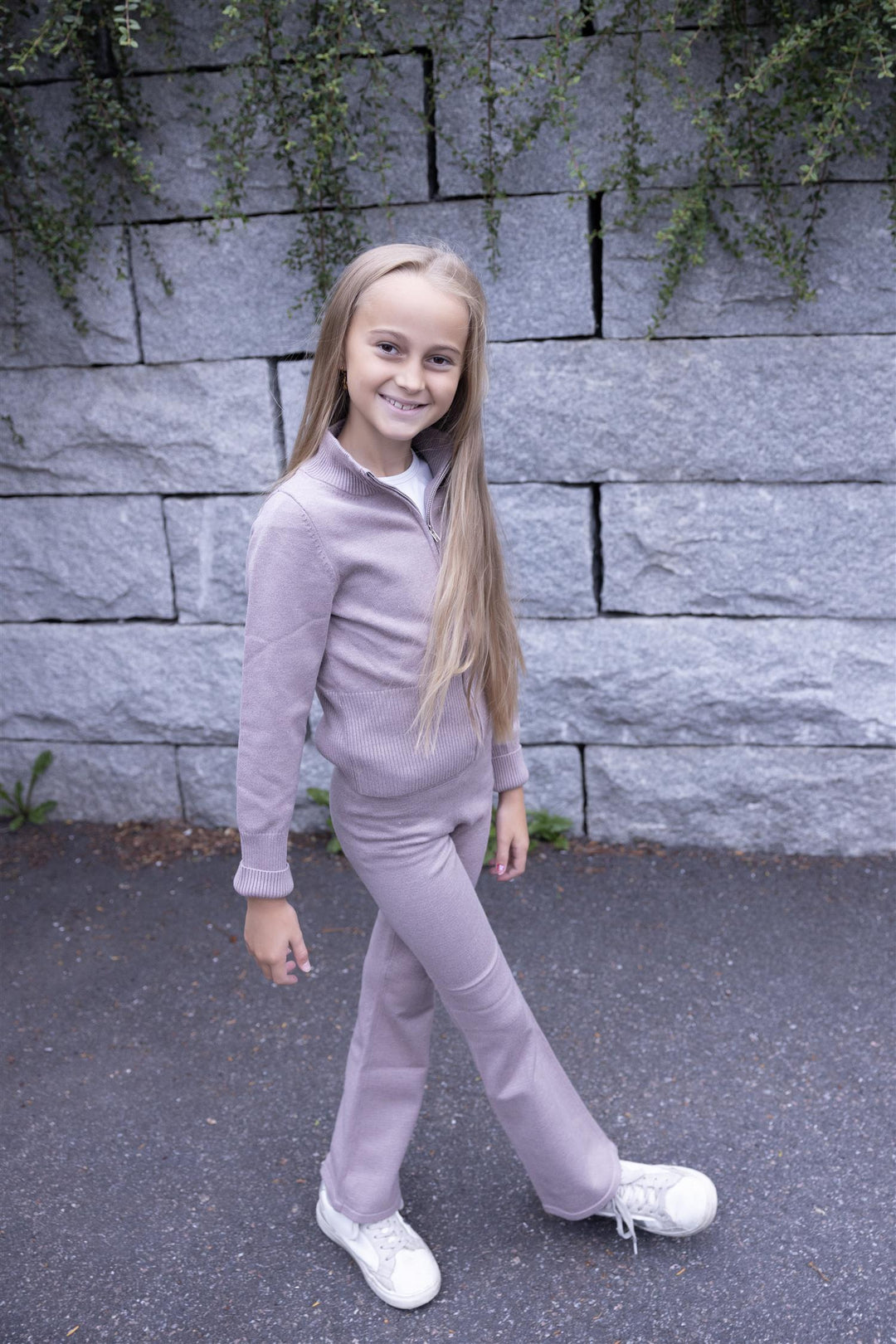Vickey strikket slengbukse  Taupe
