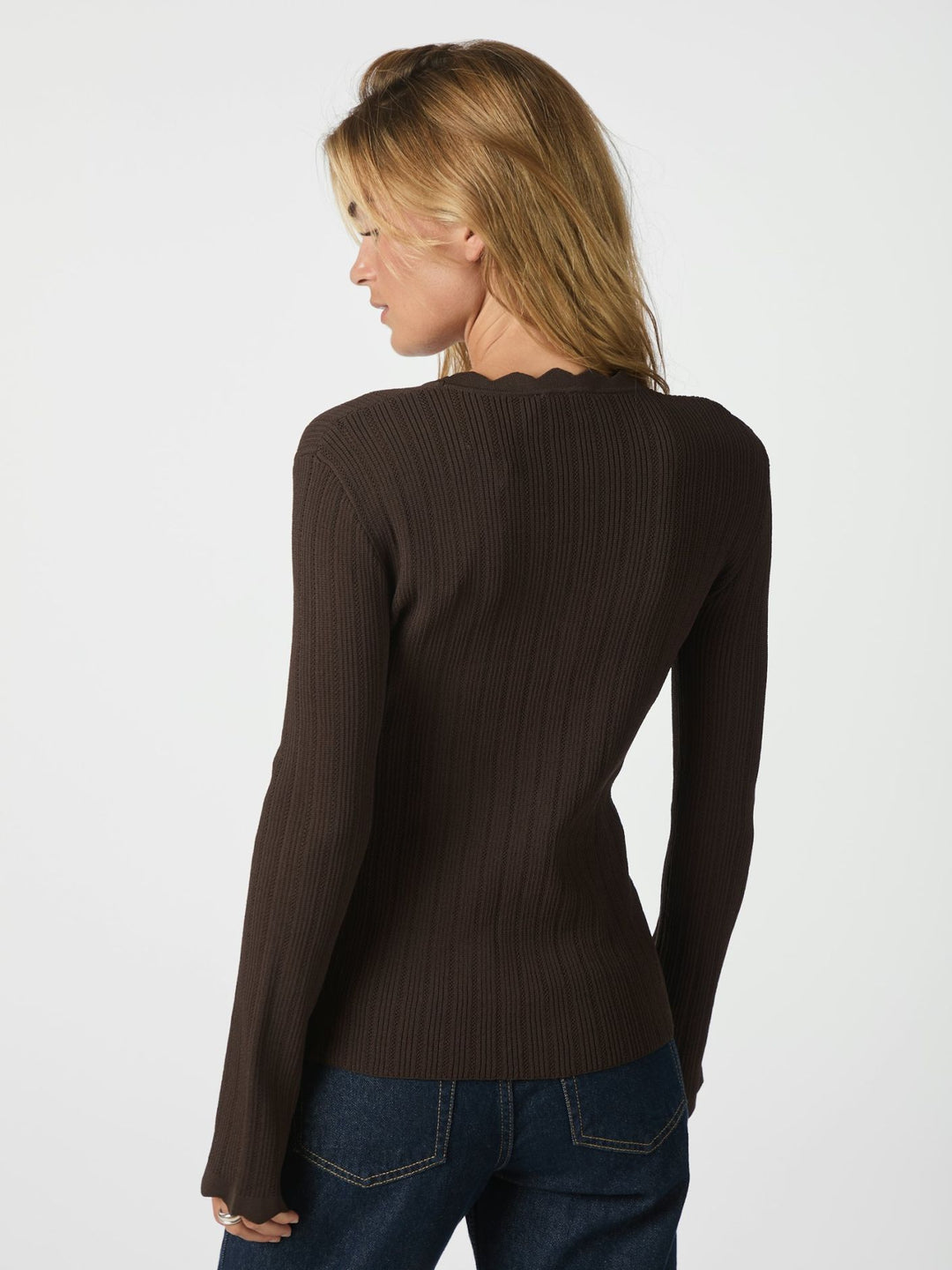 Clara Stitch Knit Blouse  Dark Brown
