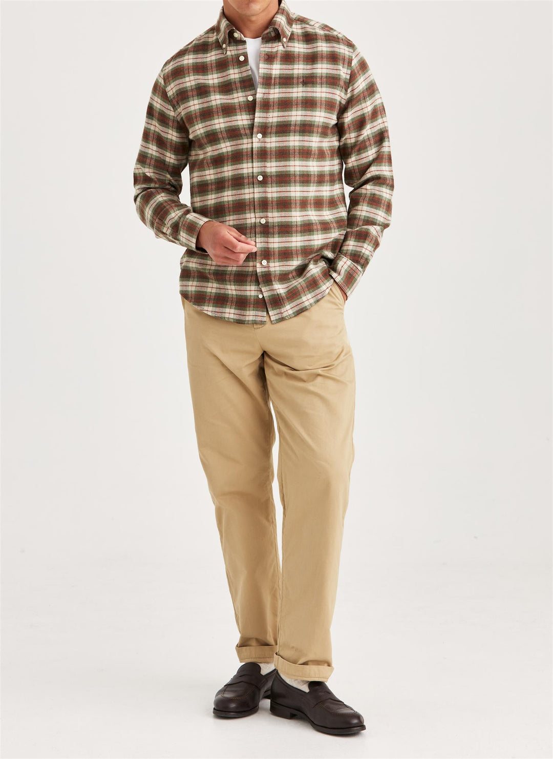 Flannel Check Shirt-Slim Fit  Olive