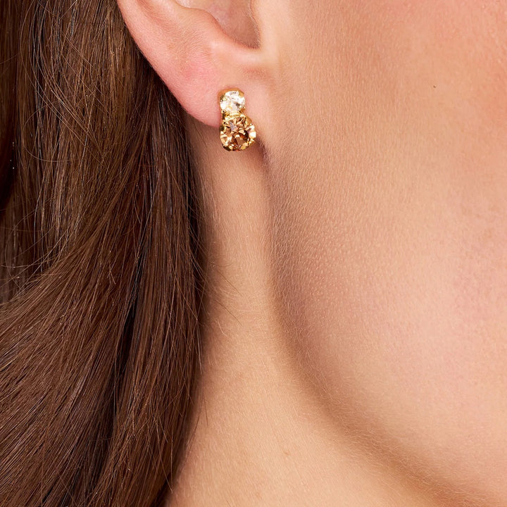 LEAH EARRINGS GOLD Rec Topaz Combo