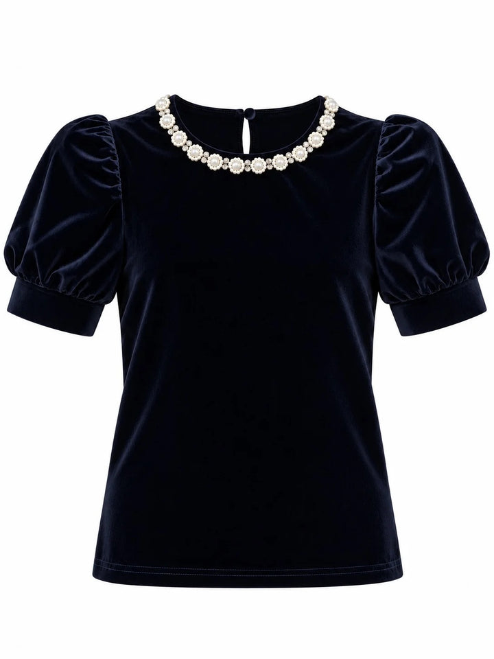 Emma velvet topp Dark Navy