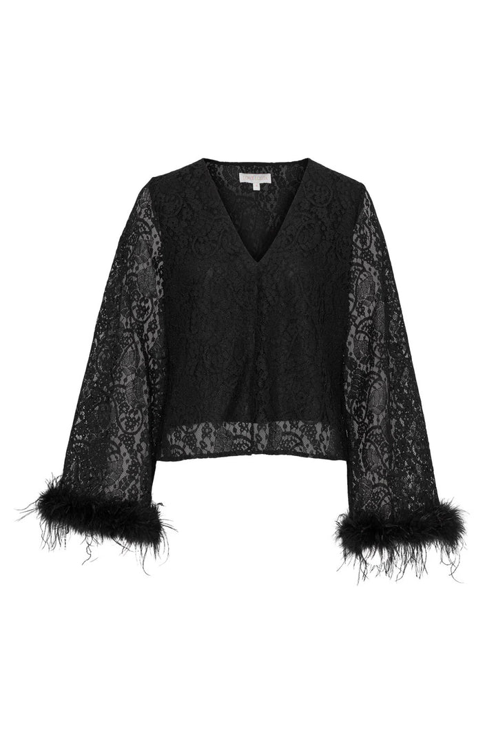 Peach blouse  Black Lace