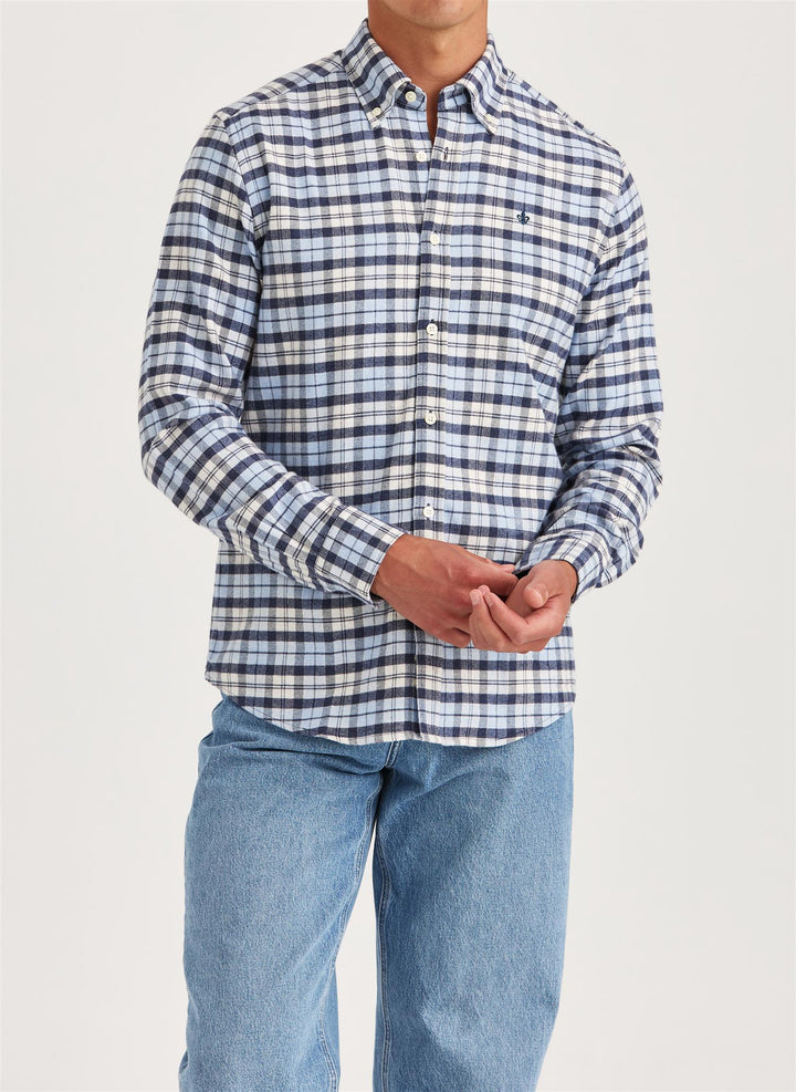 Flannel Check Shirt-Slim Fit  Light Blue