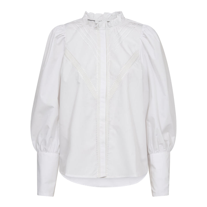 CoCC CRISP PINLUCK LACE SHIRT  White