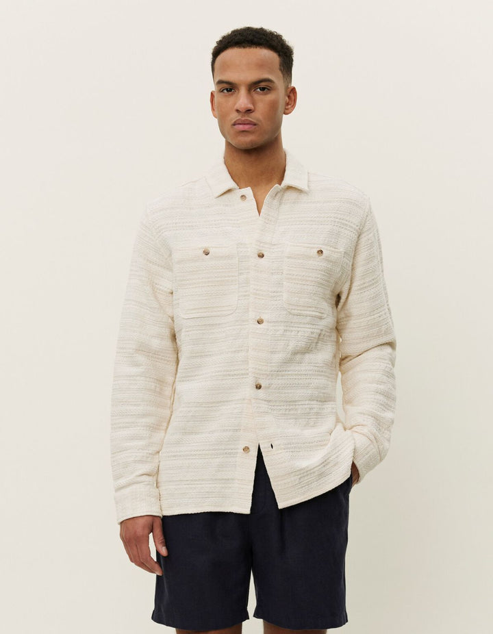 JONAS STRUCTURED STRIPE OVERSHIRT  Ivory