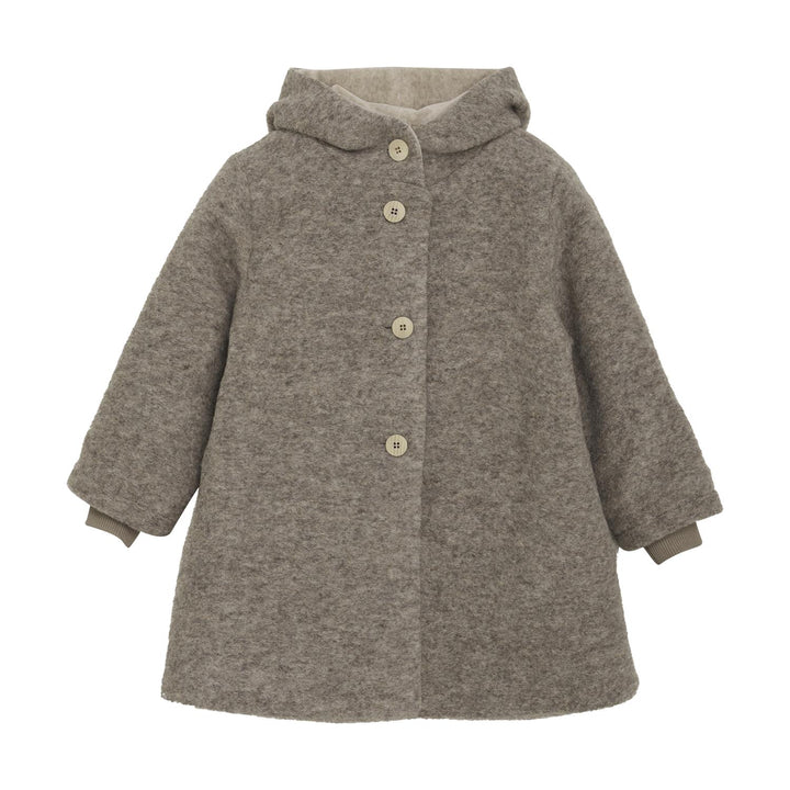 Coat Hood Wool w. Lining  Camel Melange