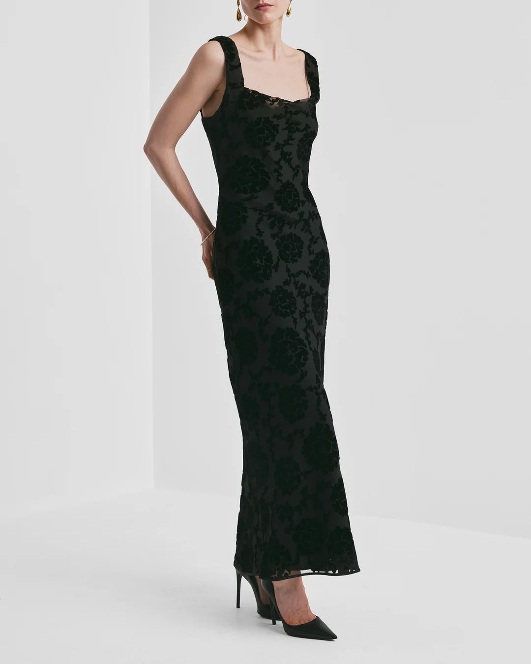 Velvet Strap Dress  Black