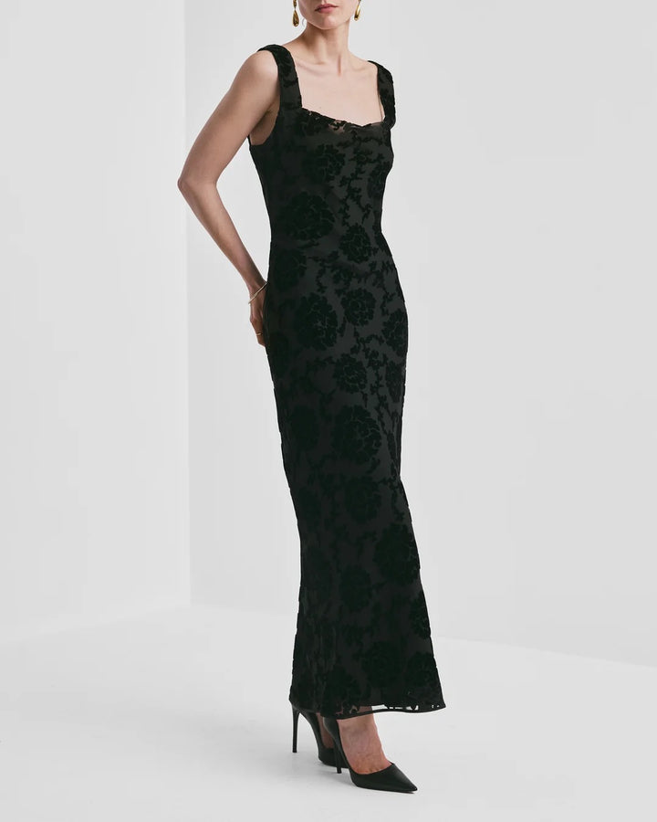 Velvet Strap Dress  Black