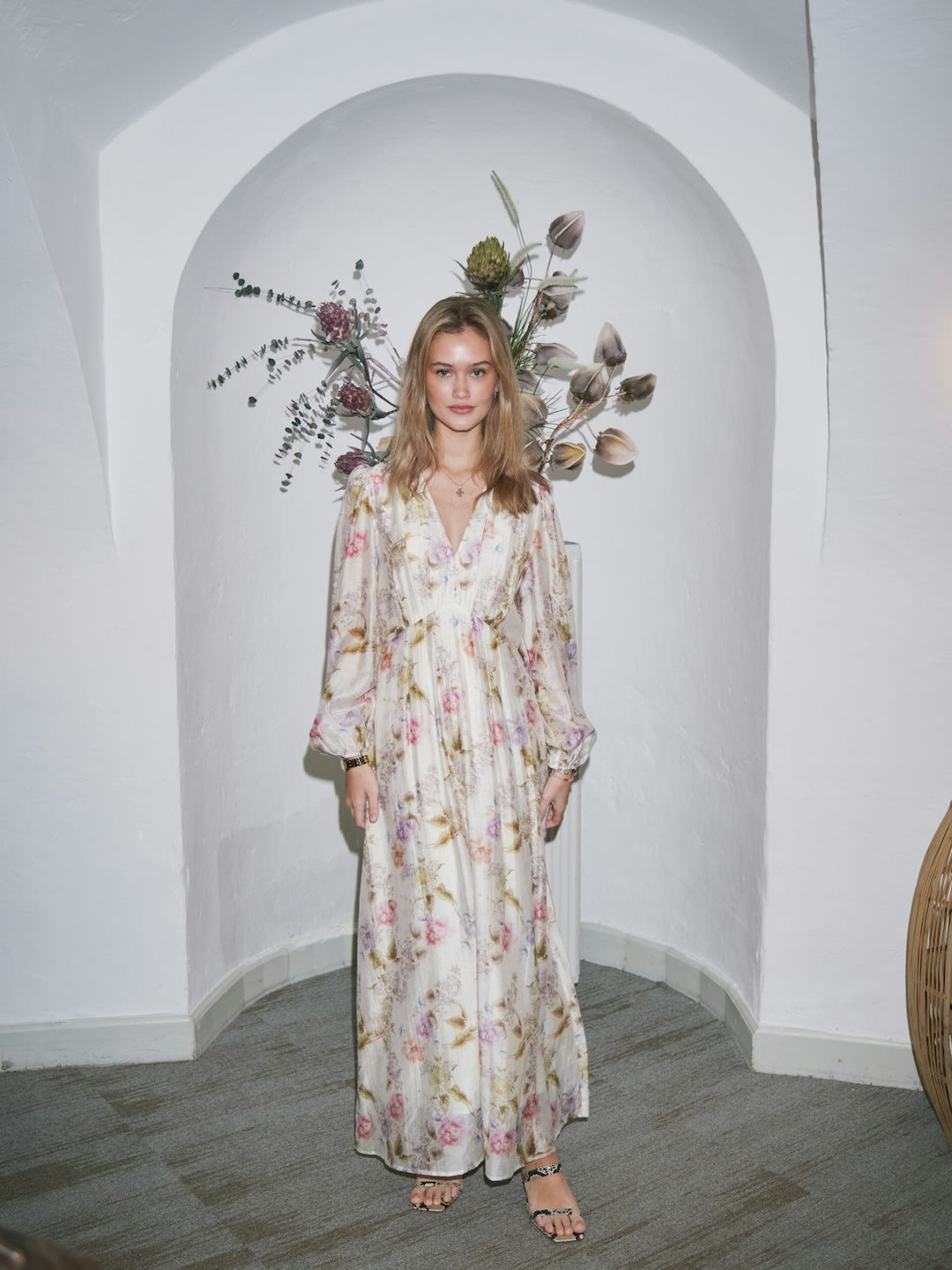 Silfi Vintage Flower Dress  Off White
