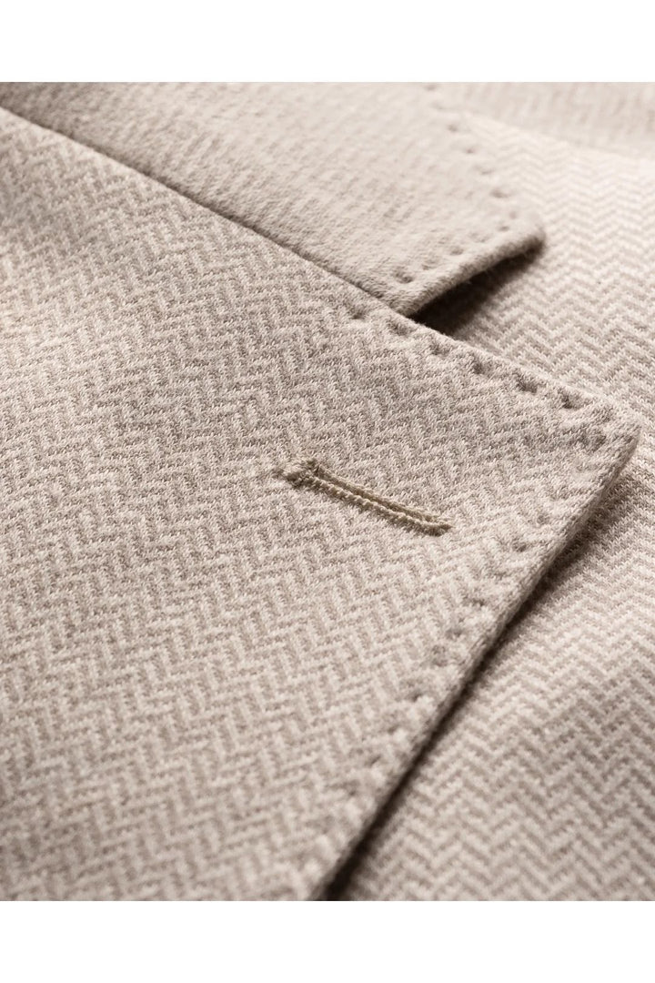Herringbone Linen Jersey Soft Jacket  Beige
