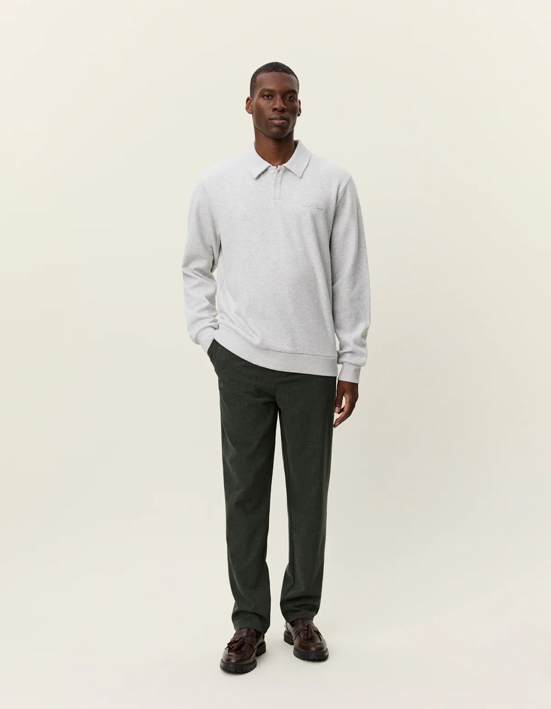 Ben Polo Piqué Sweatshirt  Snow Melange