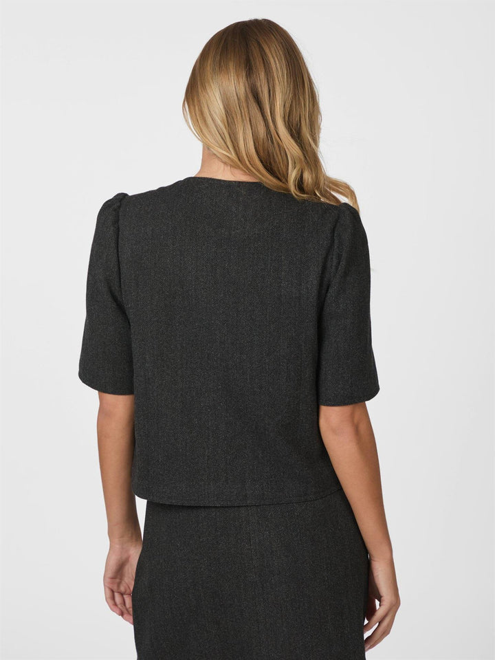 Xanthe Herringbone Blazer  Dark Grey