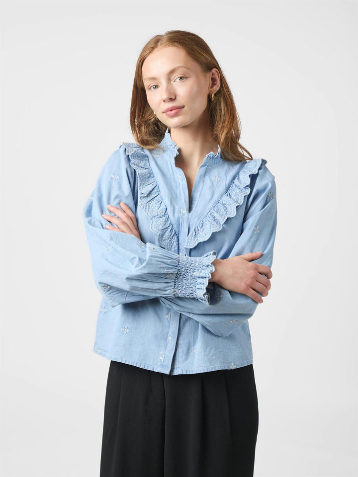 Degas Denim Blouse  Light Blue