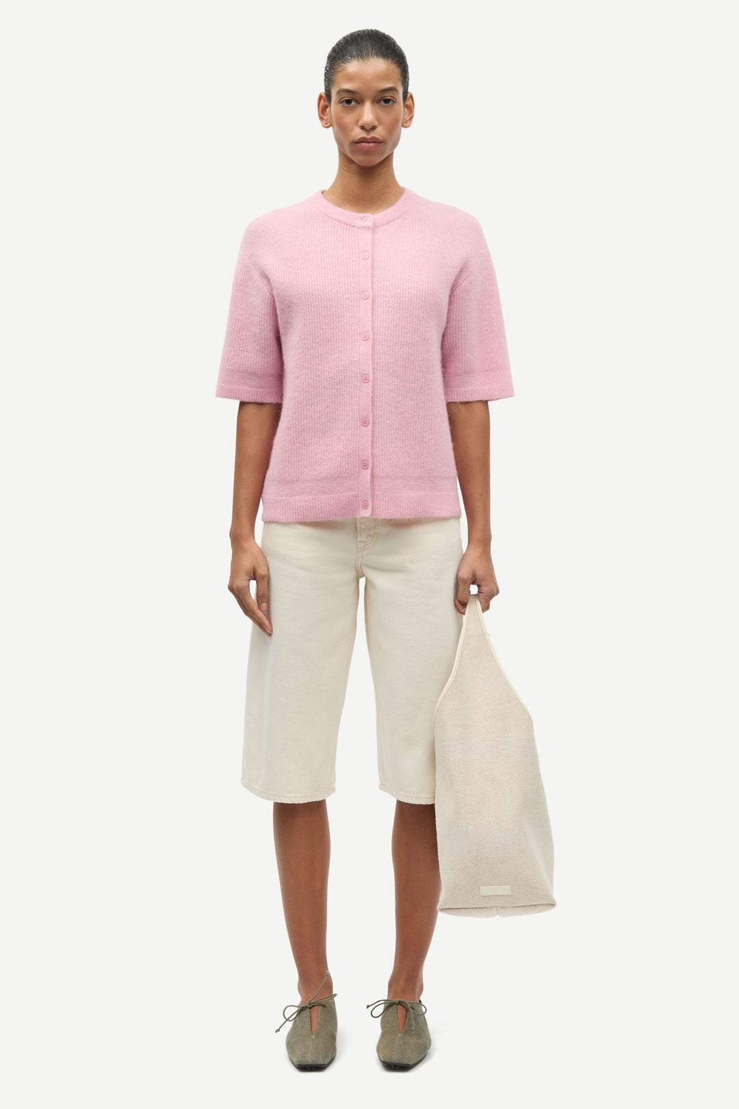 Saanoura Ss Cardigan  Bleached Mauve