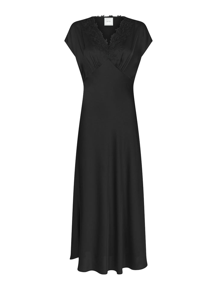 Clarita Drapy Sateen Dress Black