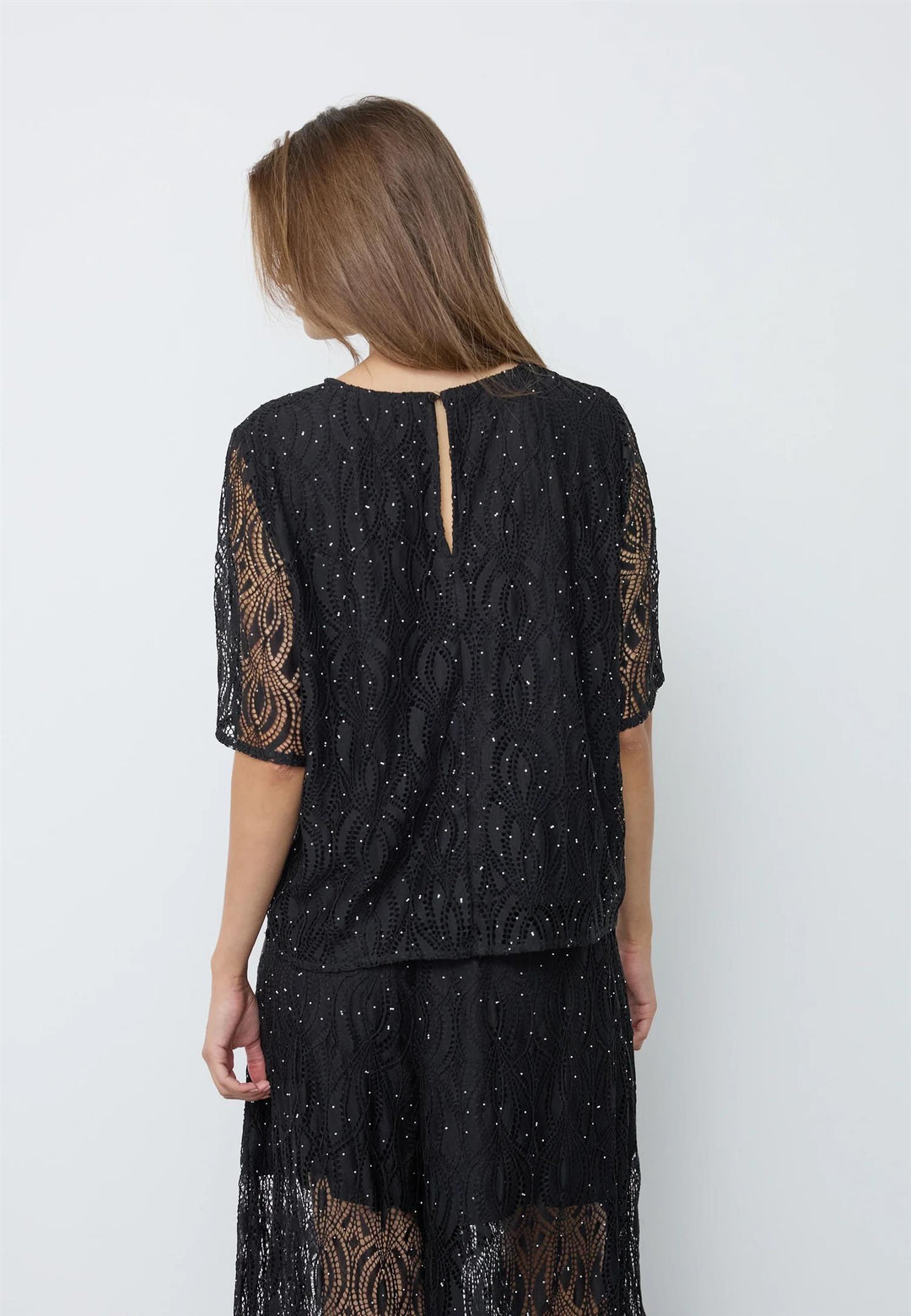 EricaCC Stone Lace SS Blouse Black