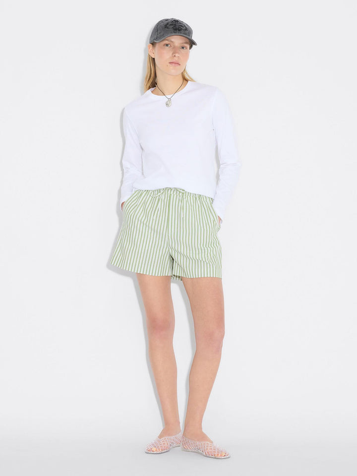 Loose Stripe Shorts  Green Stripe