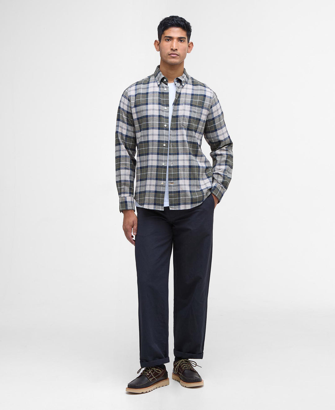 Fortrose Tailored Tartan Shirt  Forest Mist
