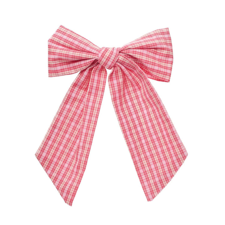 PLAID OVERZISED BOW CLIP  Pink