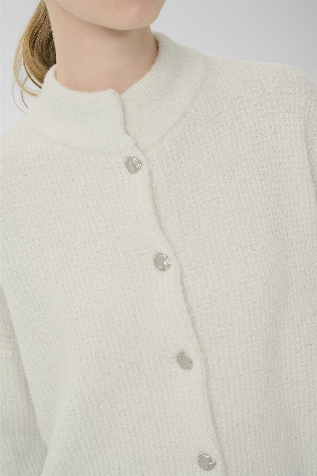 Gzalpha Shimmer Cardigan  Ivory With Lurex