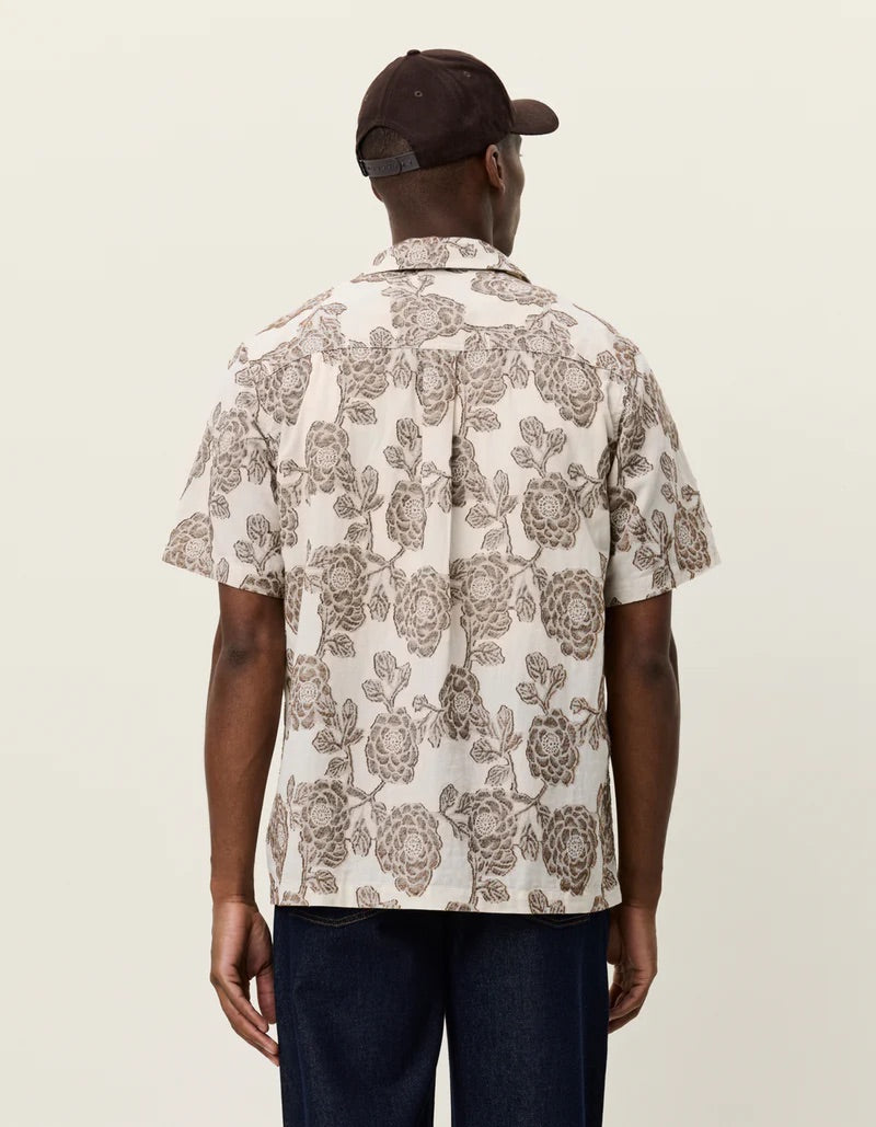 Lesley Flower Jacquard SS Shirt  Ivory