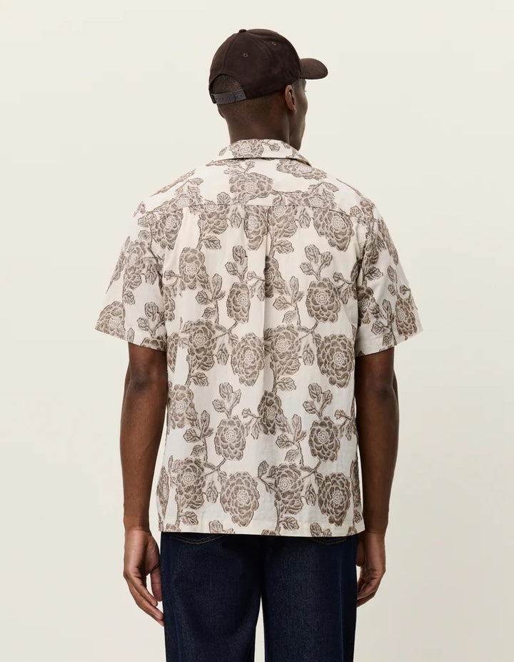 Lesley Flower Jacquard SS Shirt  Ivory