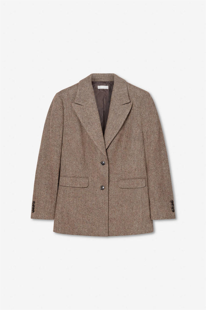 Abby Herringbone Blazer  Cognac Herringbone