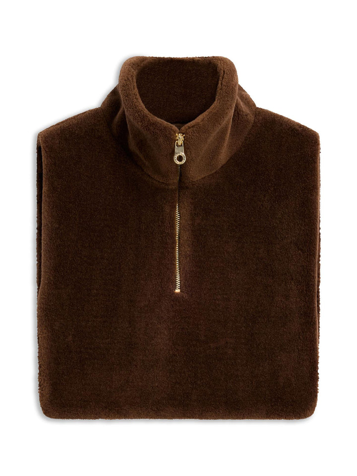 Belle Shearling High Neck  Brown
