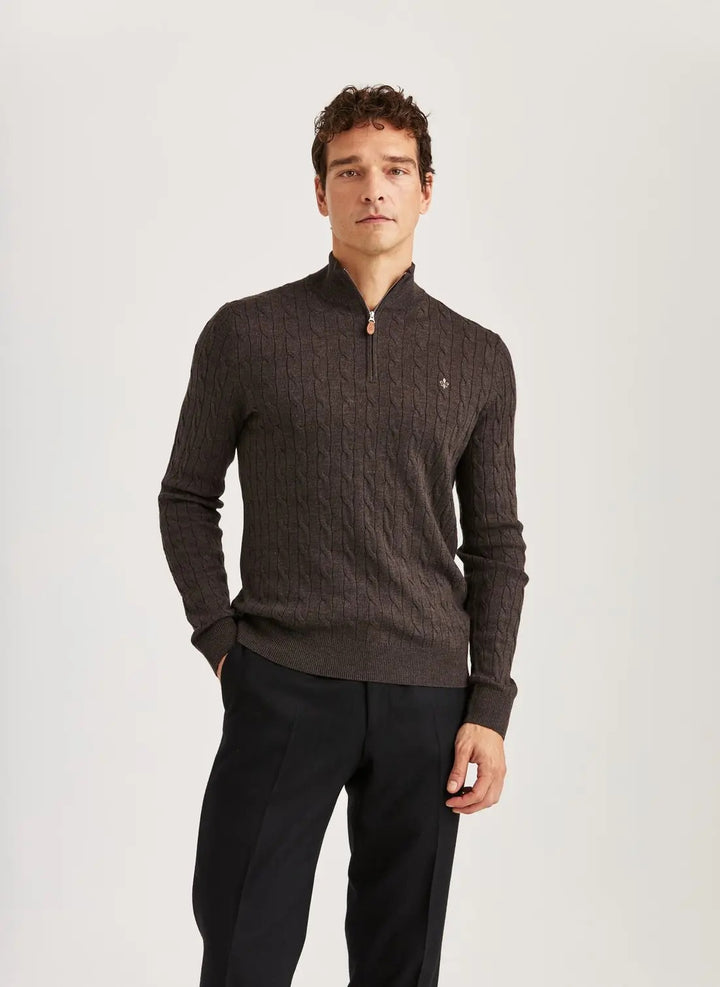 Merino Cable John Zip  Brown