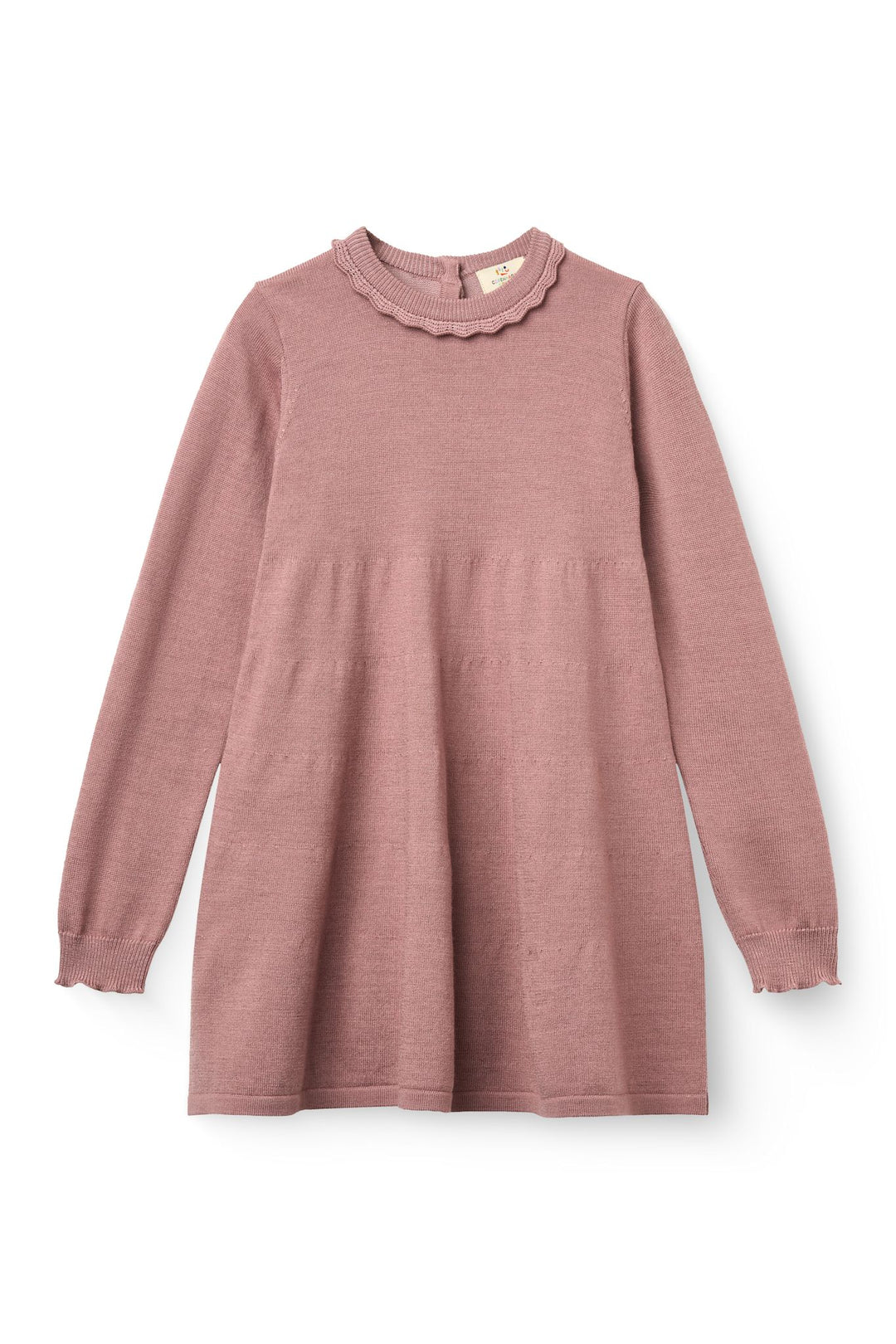 CLASSIC MERINO DRESS W. DECO NECK  Winter Rose