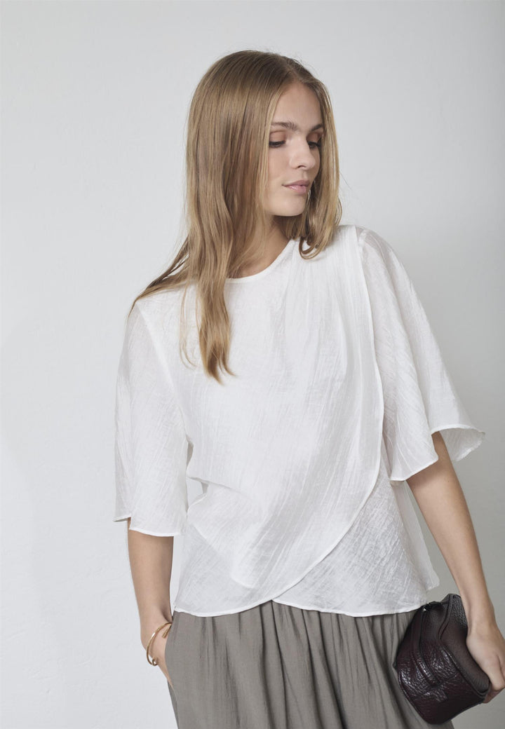 ConnyCC Drape SS blouse  White