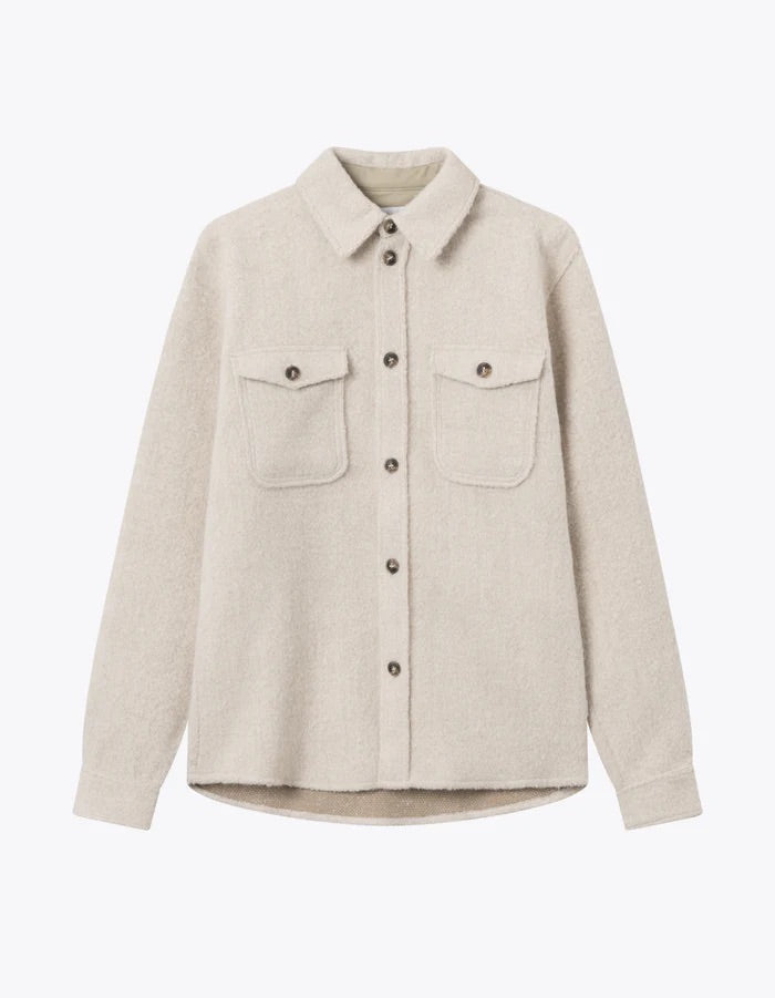 Lennon Bouclé Overshirt  Ivory