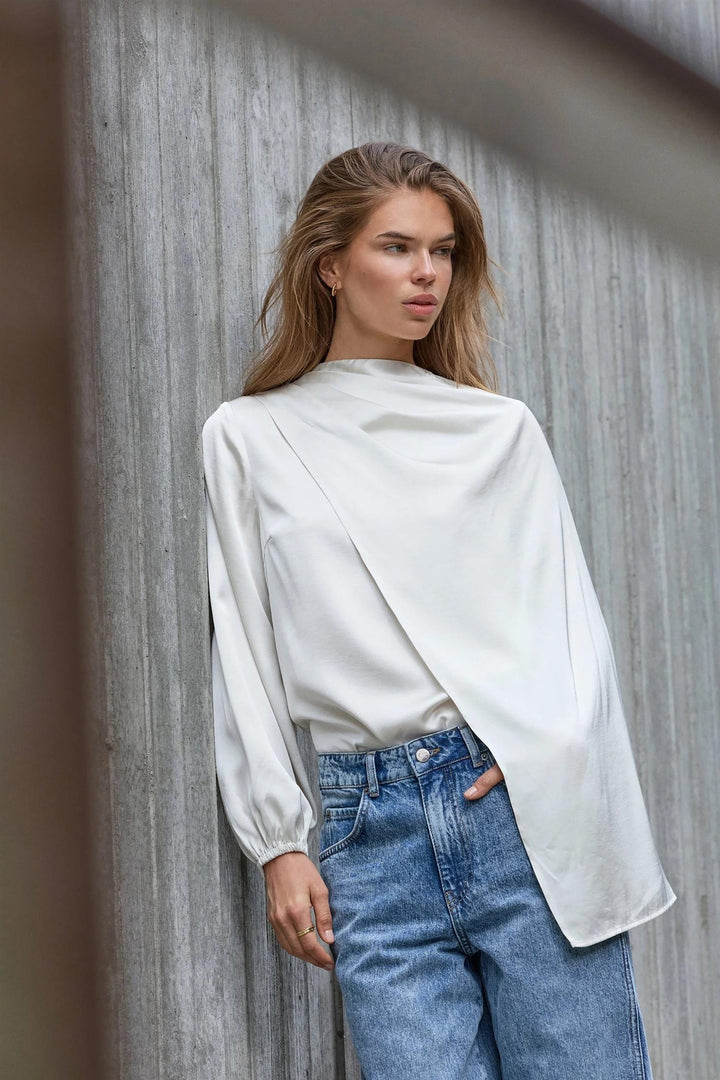 IdunCC Cape LS Blouse Off-White