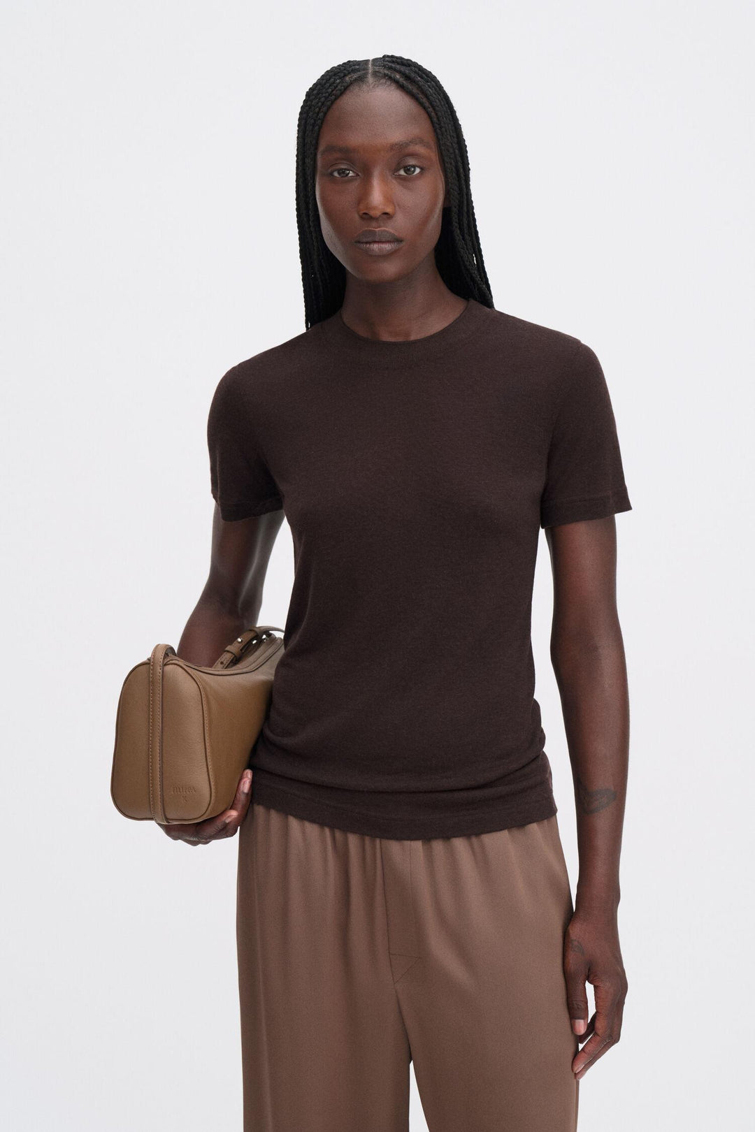 lyocell cashmere tee  Brown