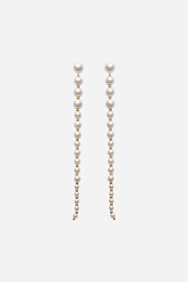 The Long Pearl Earrings  Cream