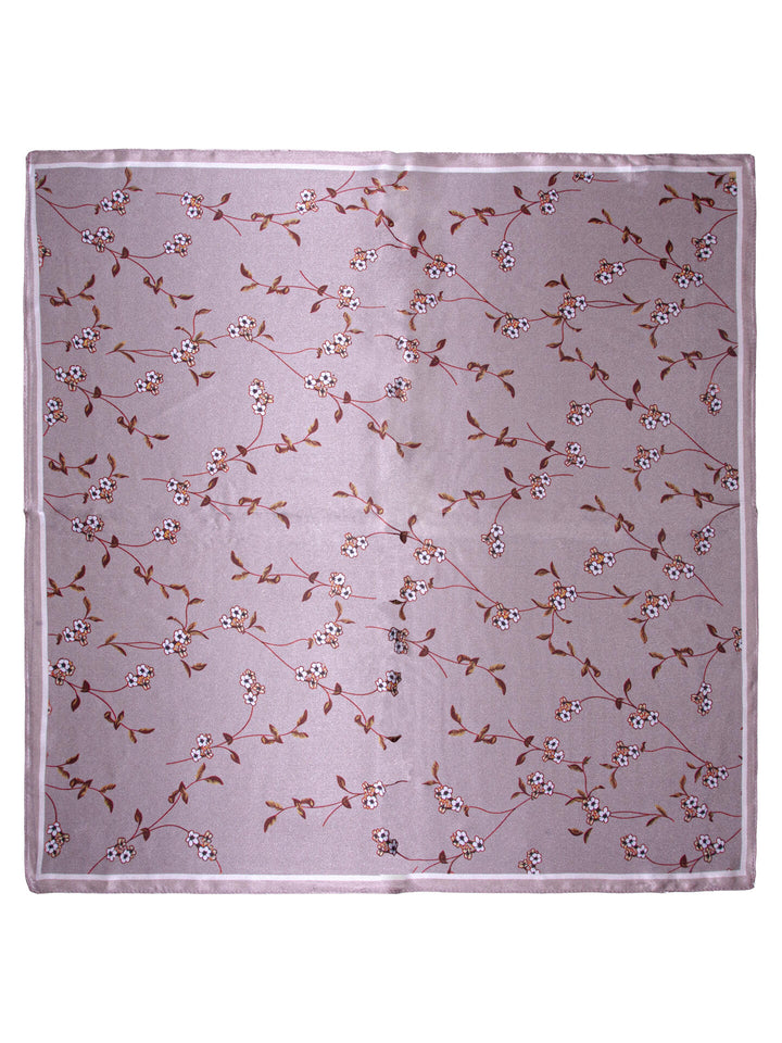 Skjerf blomstret silke  Beige