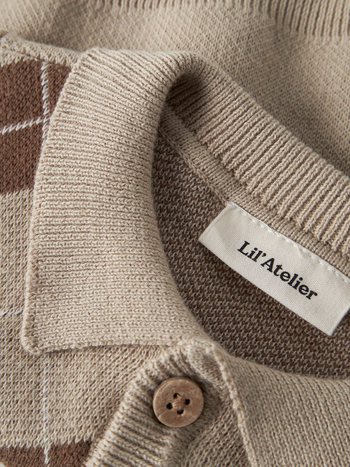 Ronan Ls Knit Polo Card Lysegrå