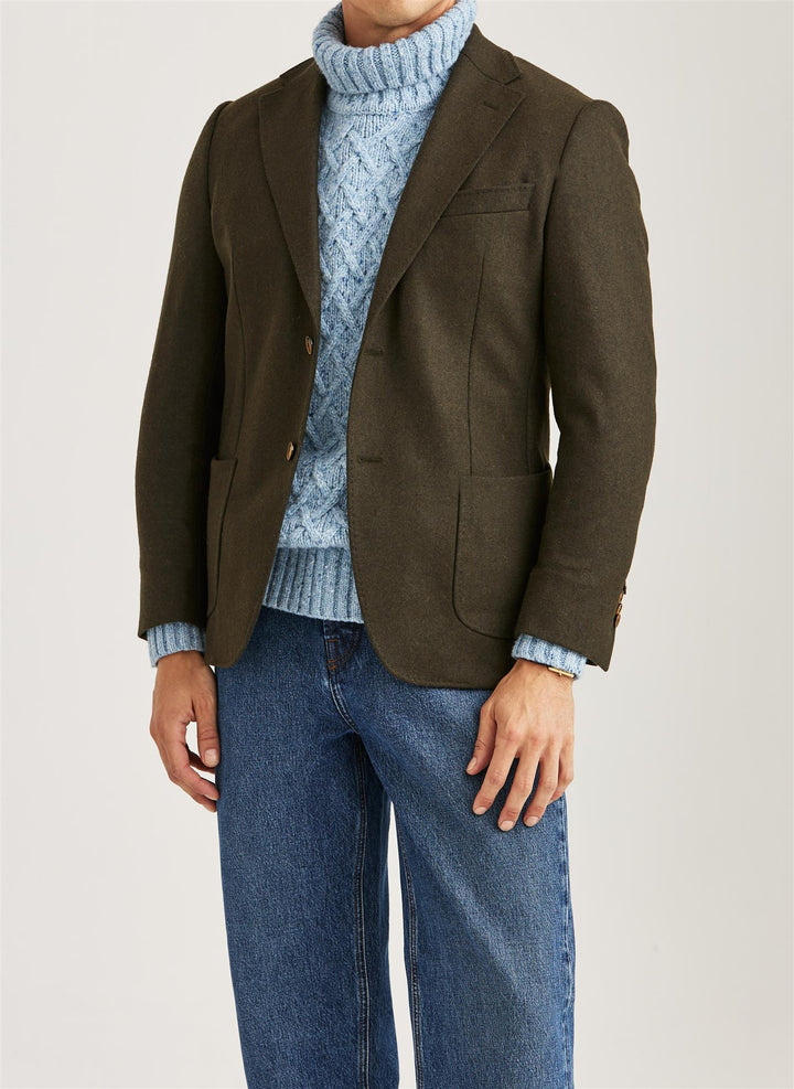 Jersey Wool Casual Jacket  Olive