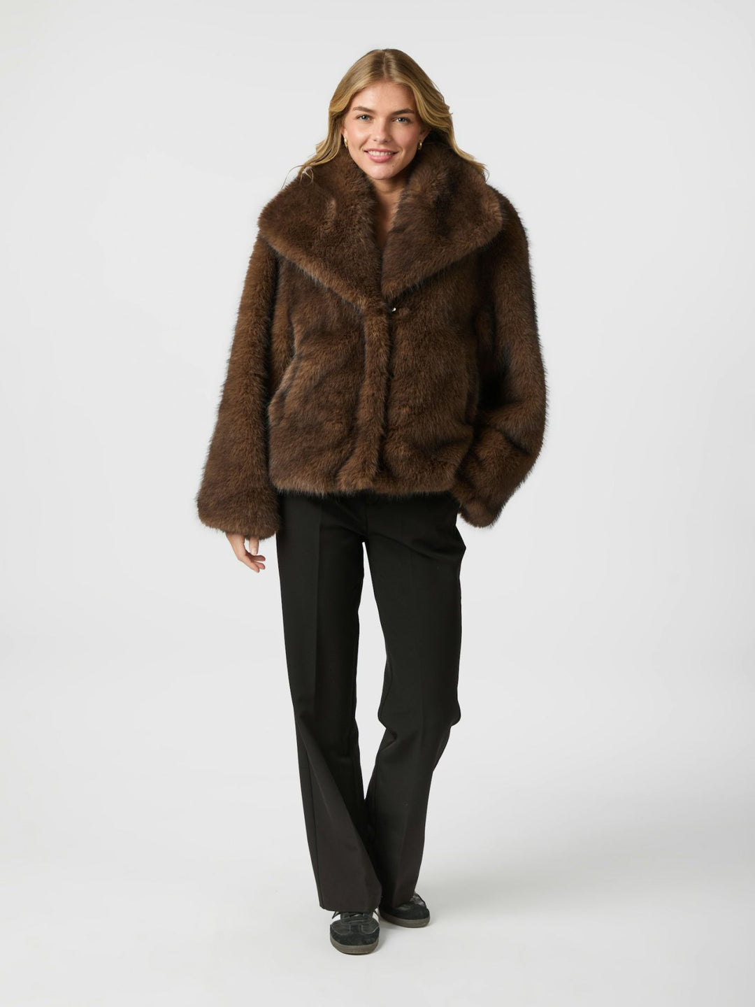 Stephanie Faux Fur Jacket  Brown