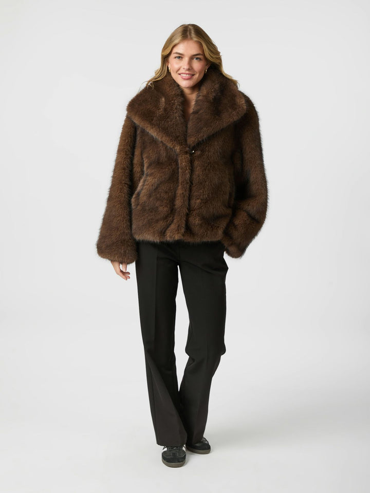 Stephanie Faux Fur Jacket  Brown