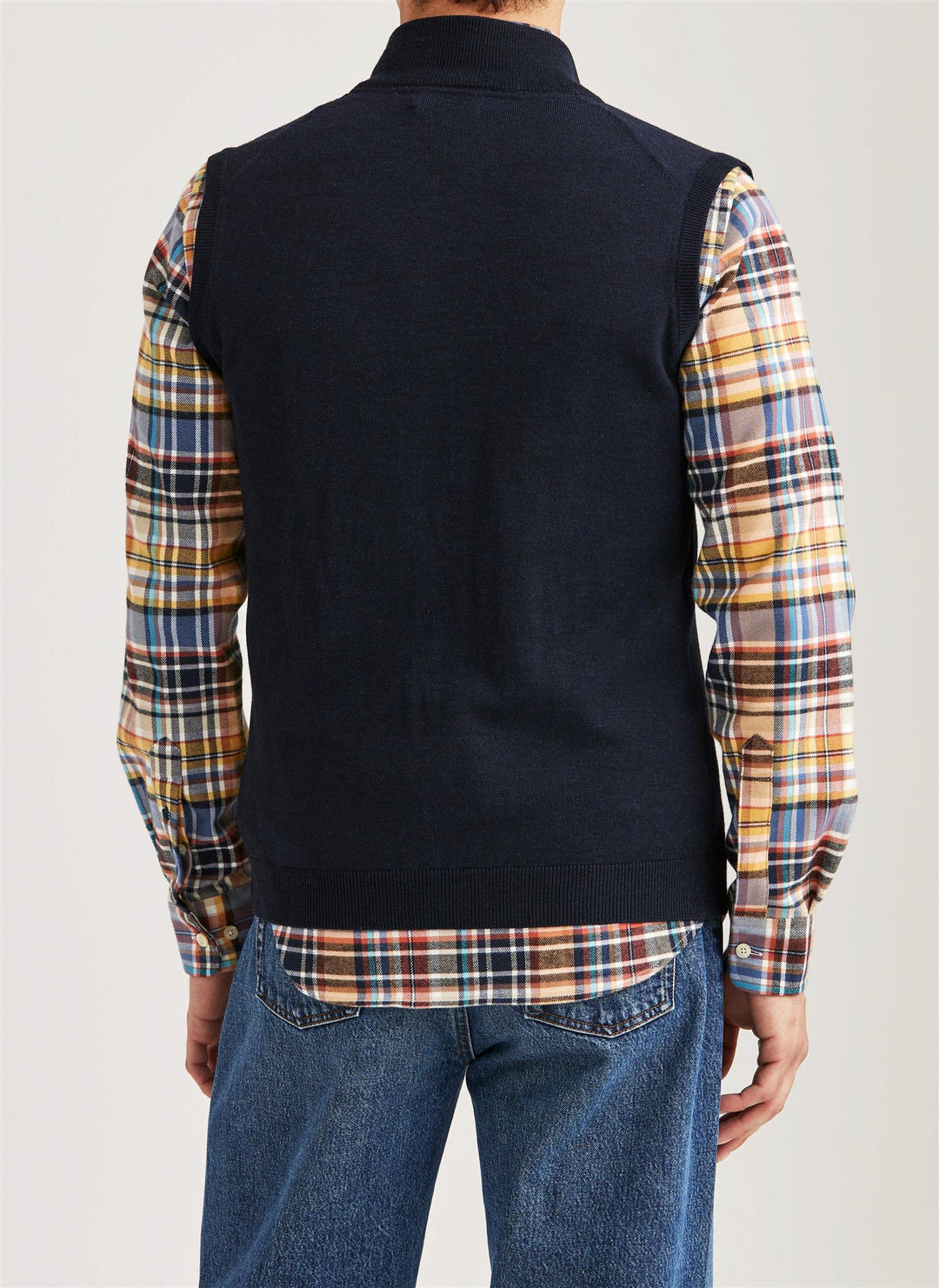 Merino Zip Vest  Navy