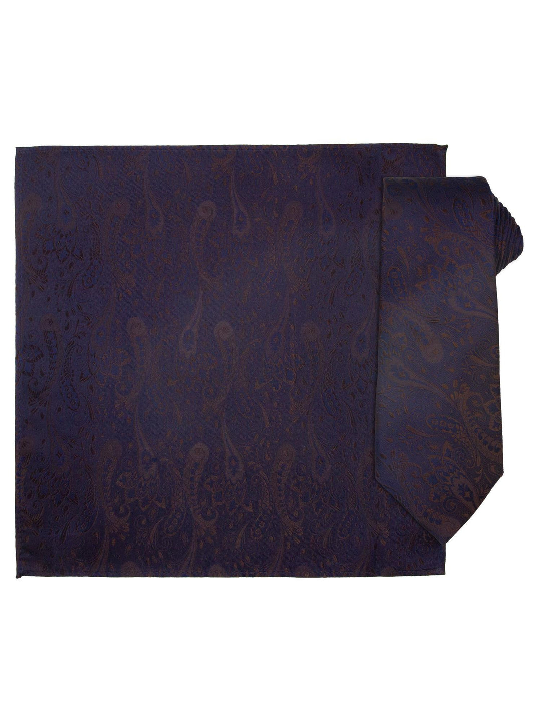 Santi silkeslips+lommetørkle paisley  Coffee