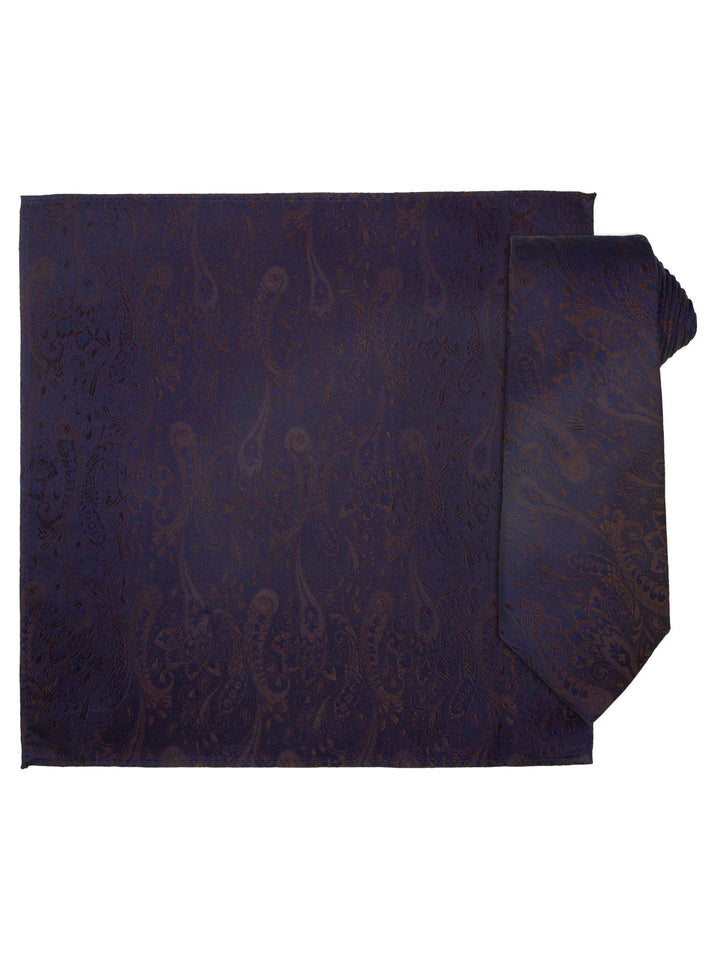 Santi silkeslips+lommetørkle paisley  Coffee