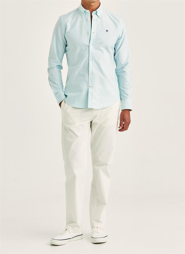 Douglas Oxford Stripe Shirt-Slim Fit  Turquoise