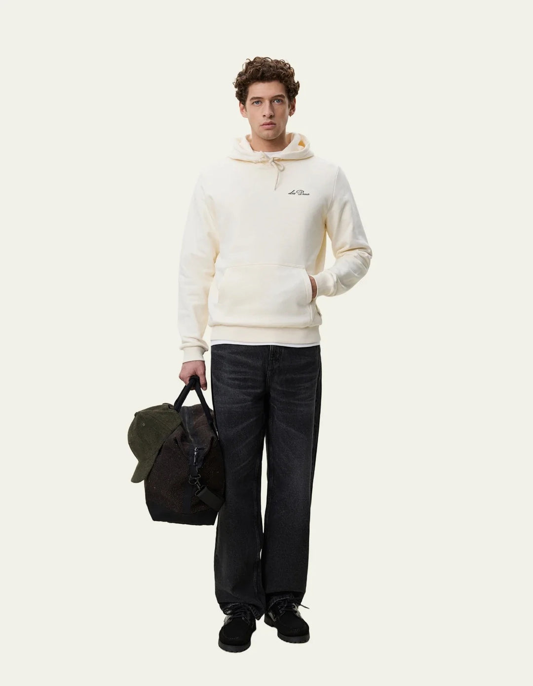Signature Print Hoodie  Light Ivory