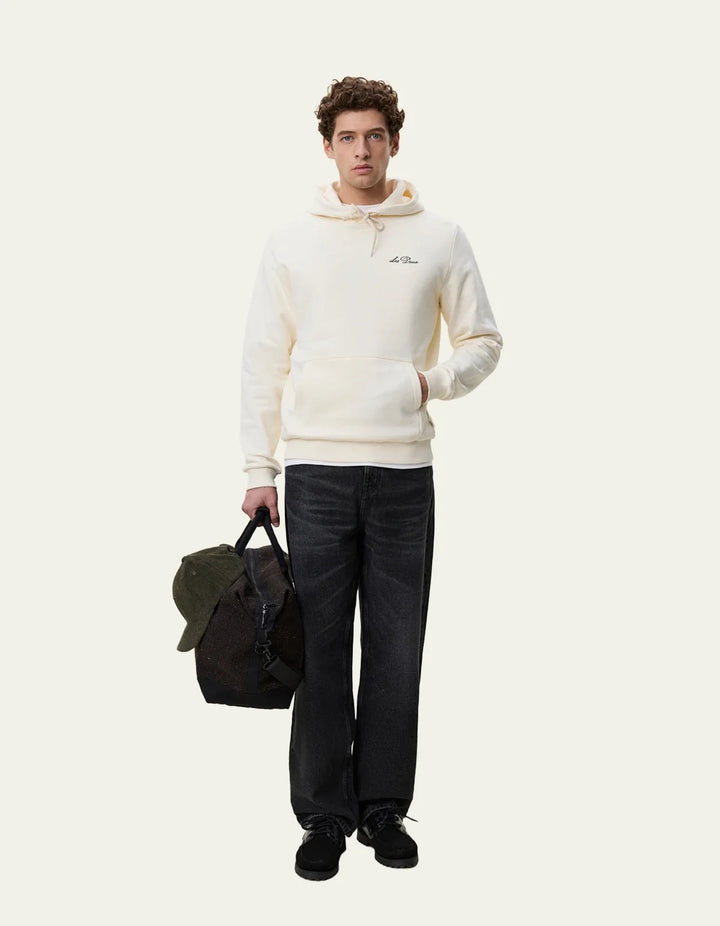 Signature Print Hoodie  Light Ivory