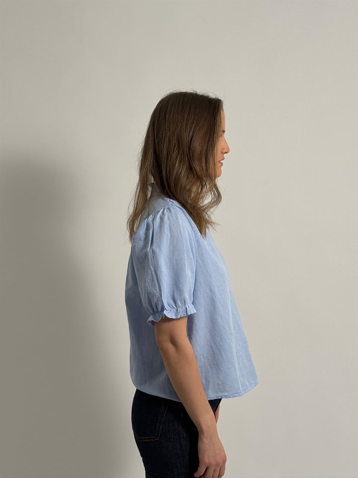 Odesa Linen Blouse  Light Blue
