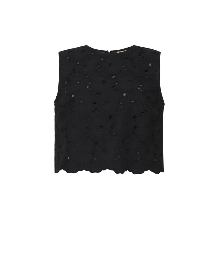 Broderie Anglaise Top  Black