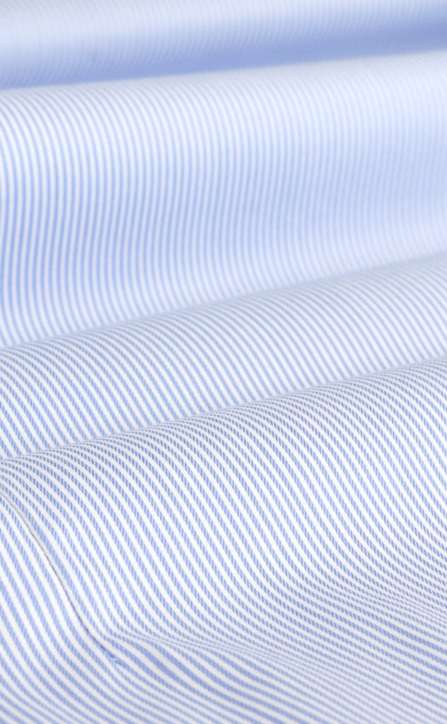 The elegant - Bengal Stripe Non Iron  Skyblue/White