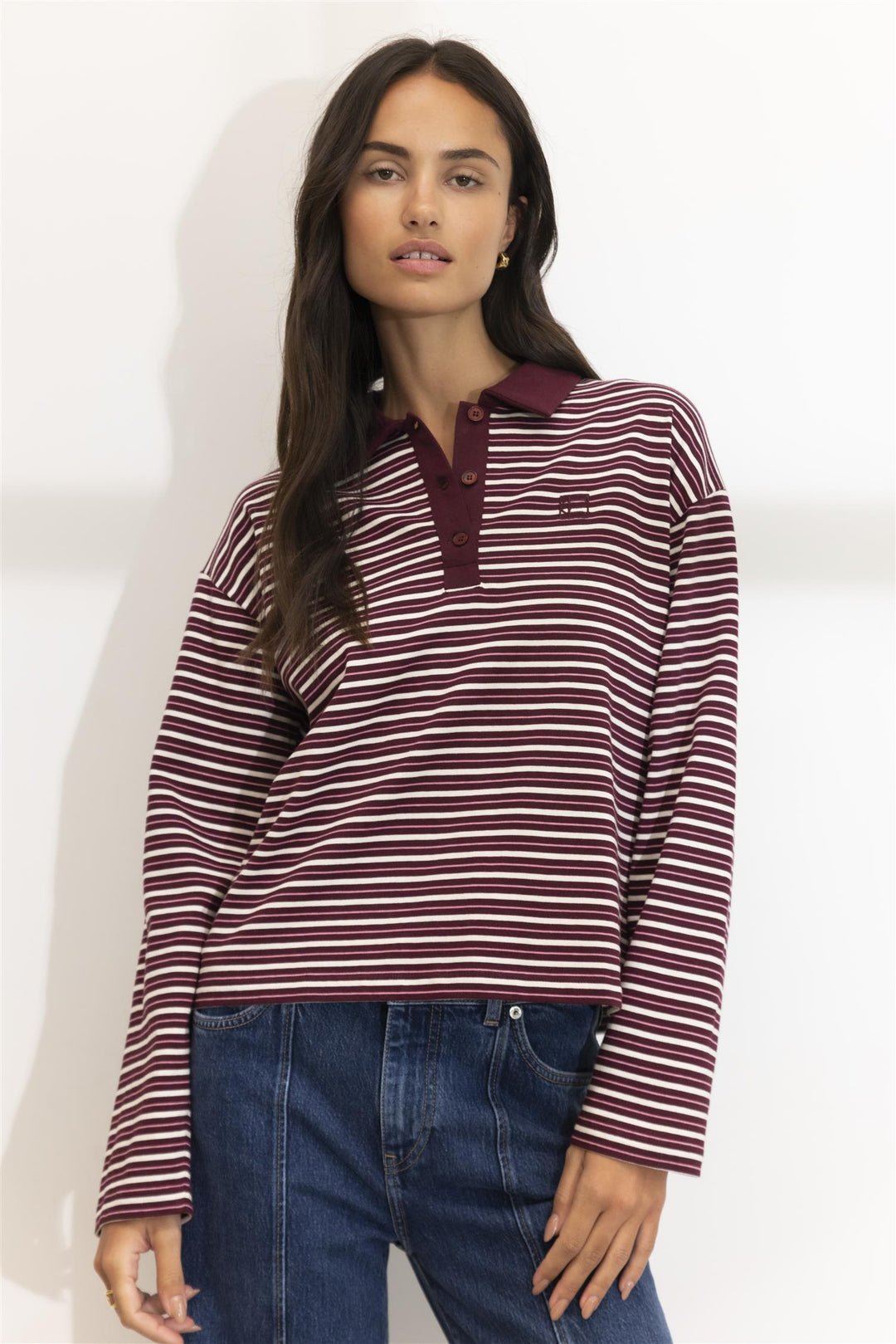 Elmer Polo Shirt  Deep Plum Stripe